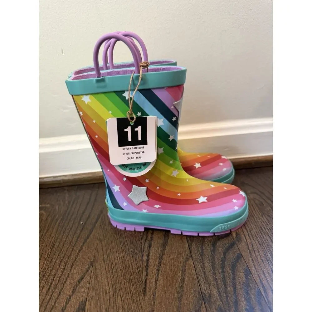 Western Chief Superstar Rainbow Rainbow boots Girl Sz 11 NWT